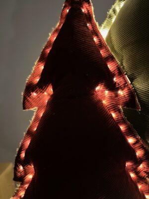 Sapin Lumineux en tissu velours cÃƒÂ´telÃƒÂ© rouge