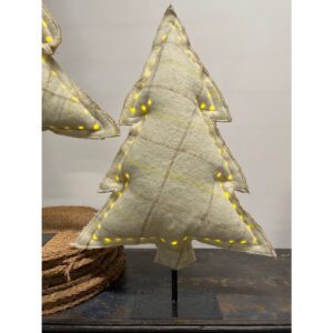 Sapin lumineux en tissu crÃƒÂ¨me plaid
