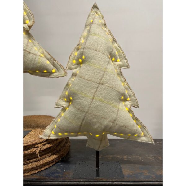 Sapin lumineux en tissu crÃƒÂ¨me plaid
