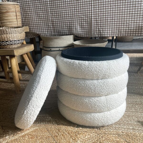 Pouf coffre bouclette blanc