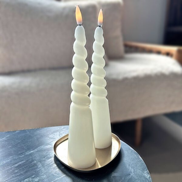 Lot de 2 bougies LED torsadÃƒÂ©es blanc